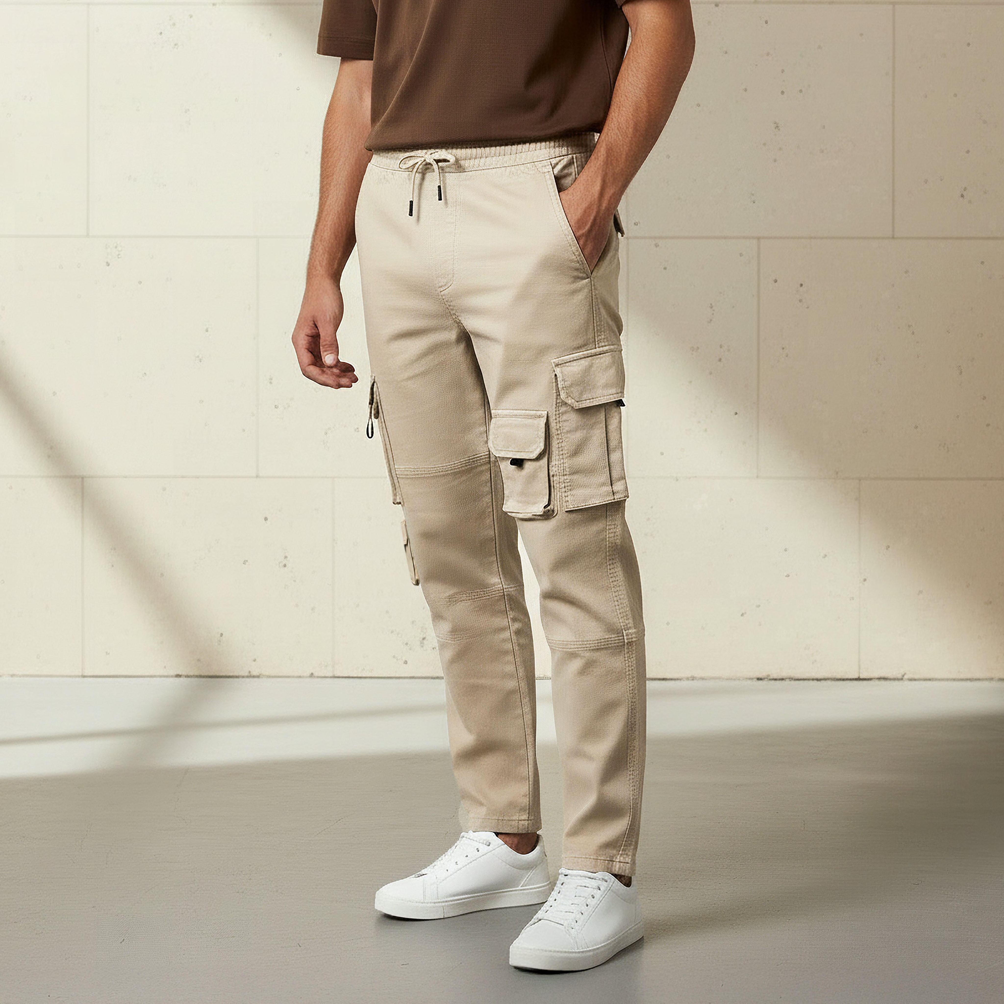 بنطلون كارجو بقصة عادية للرجال-men-clothing-bottoms-joggers-image-5