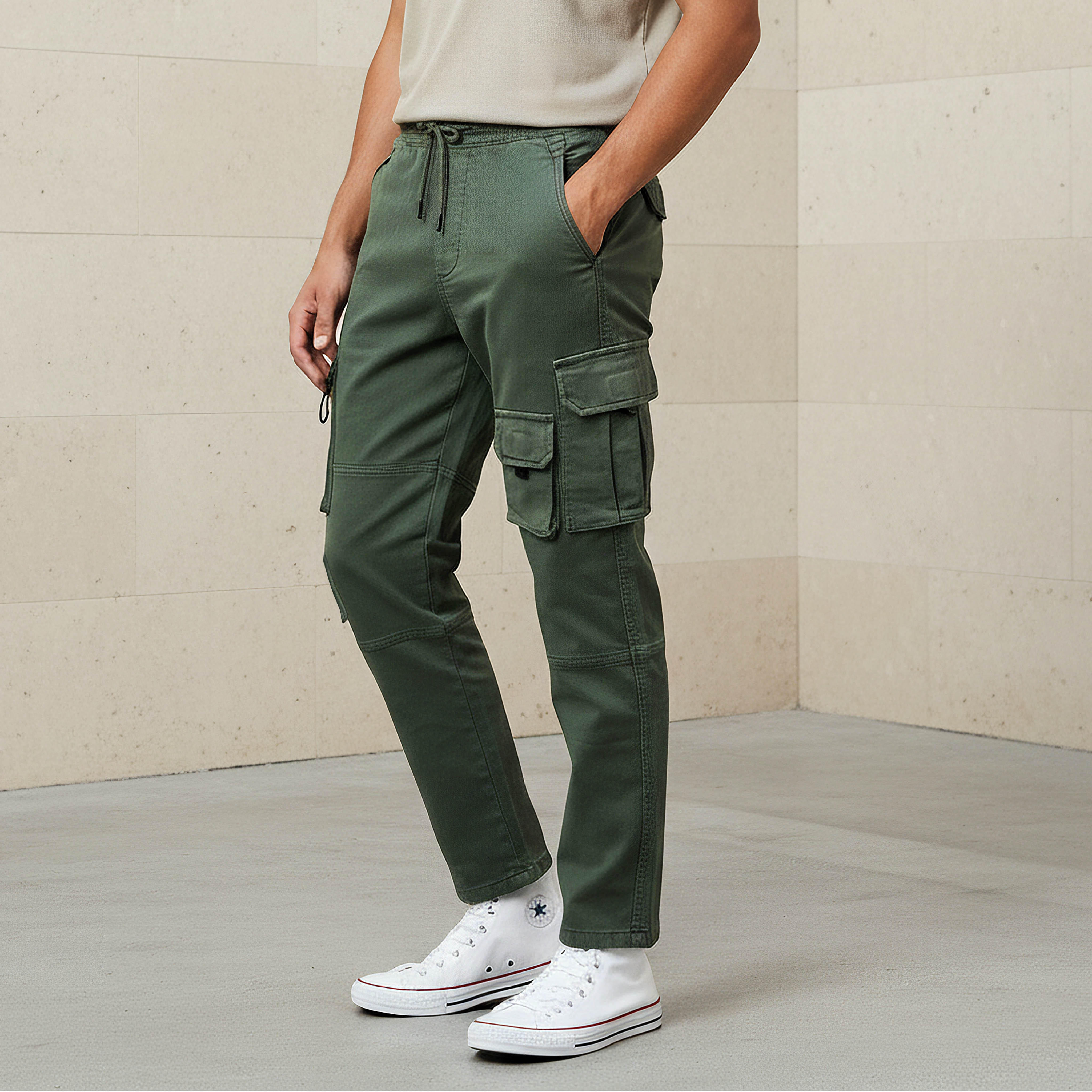 Men Regular Fit Cargo Trousers-men-clothing-bottoms-joggers-image-1