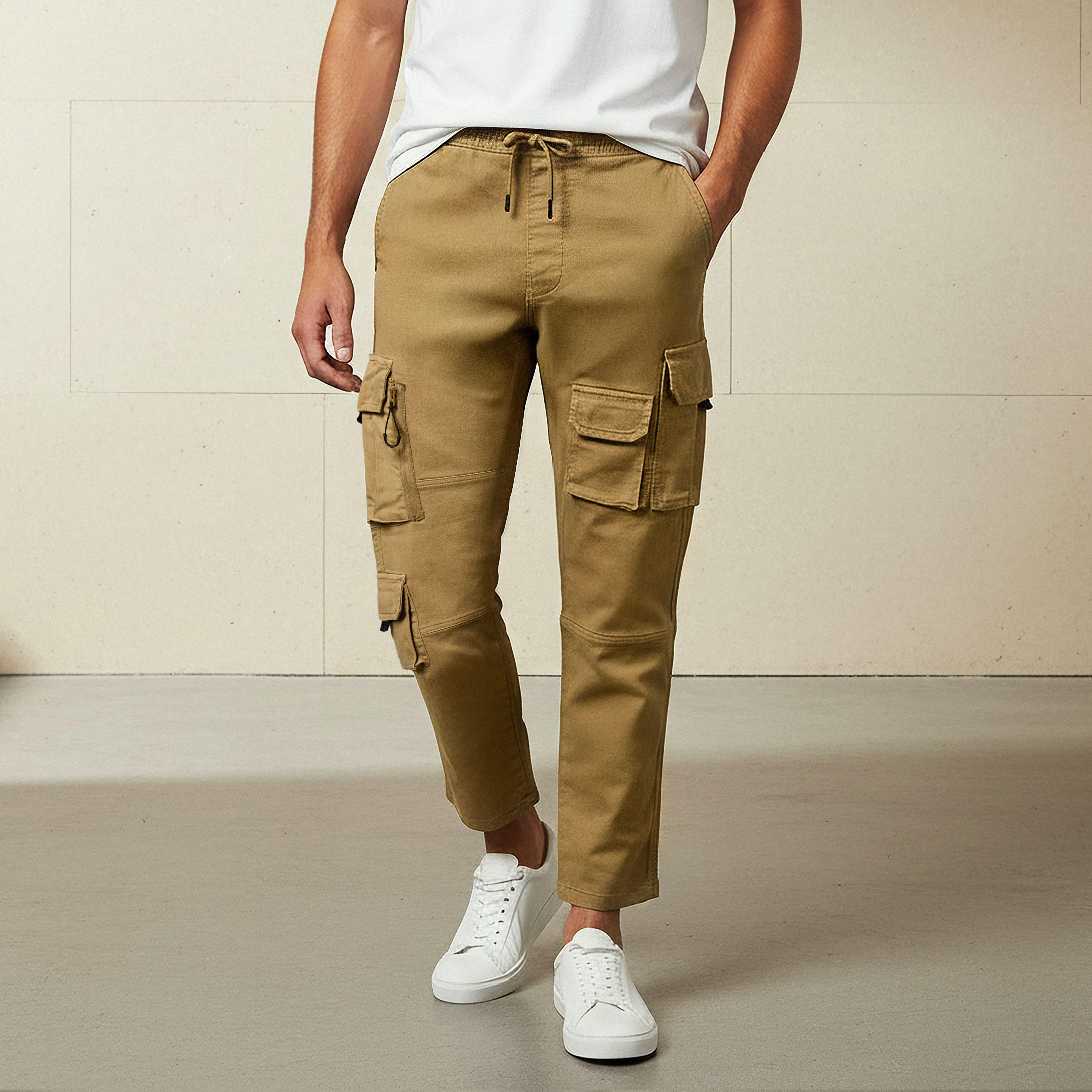 بنطلون كارجو بقصة عادية للرجال-men-clothing-bottoms-joggers-image-1