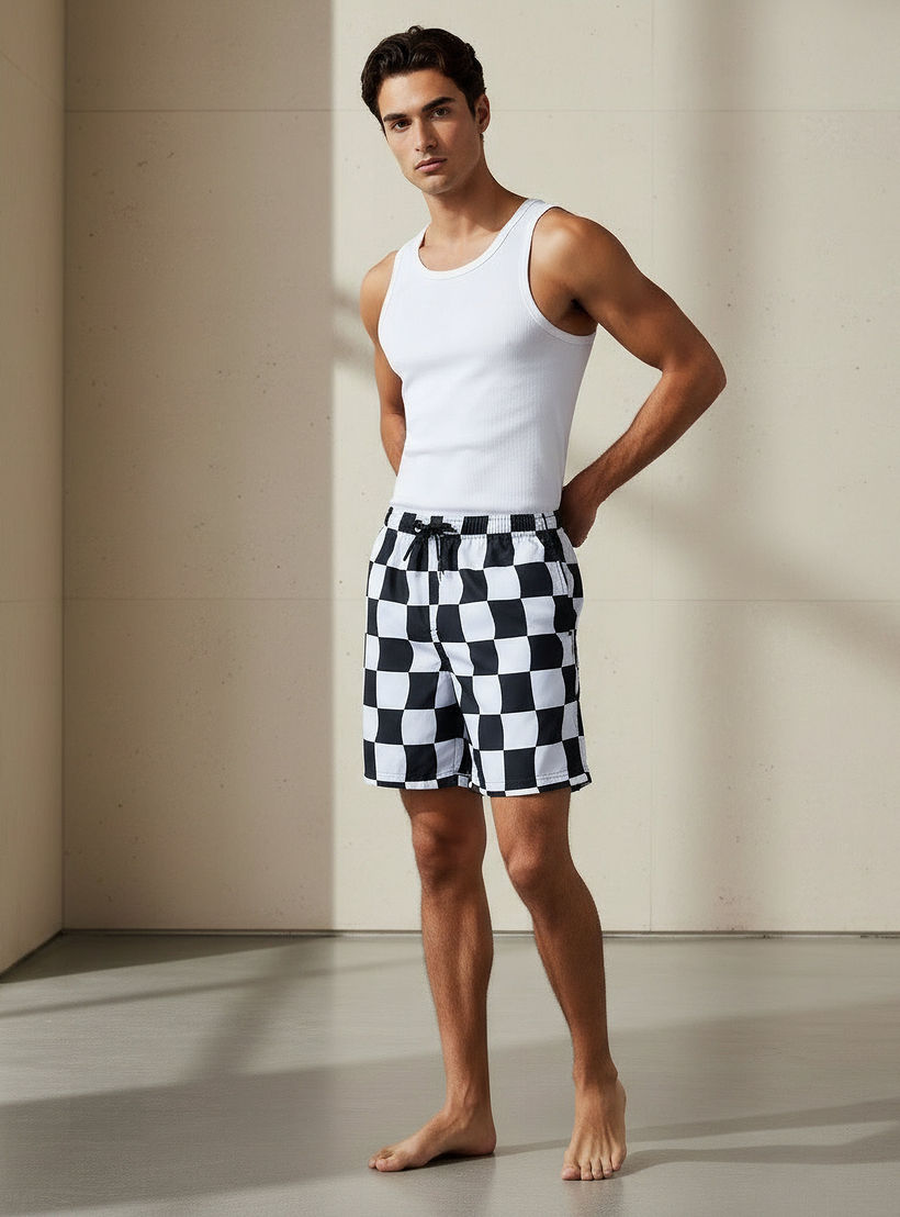شورت سباحة كاروهات للرجال-sports-men-clothing-swimwear-image-1