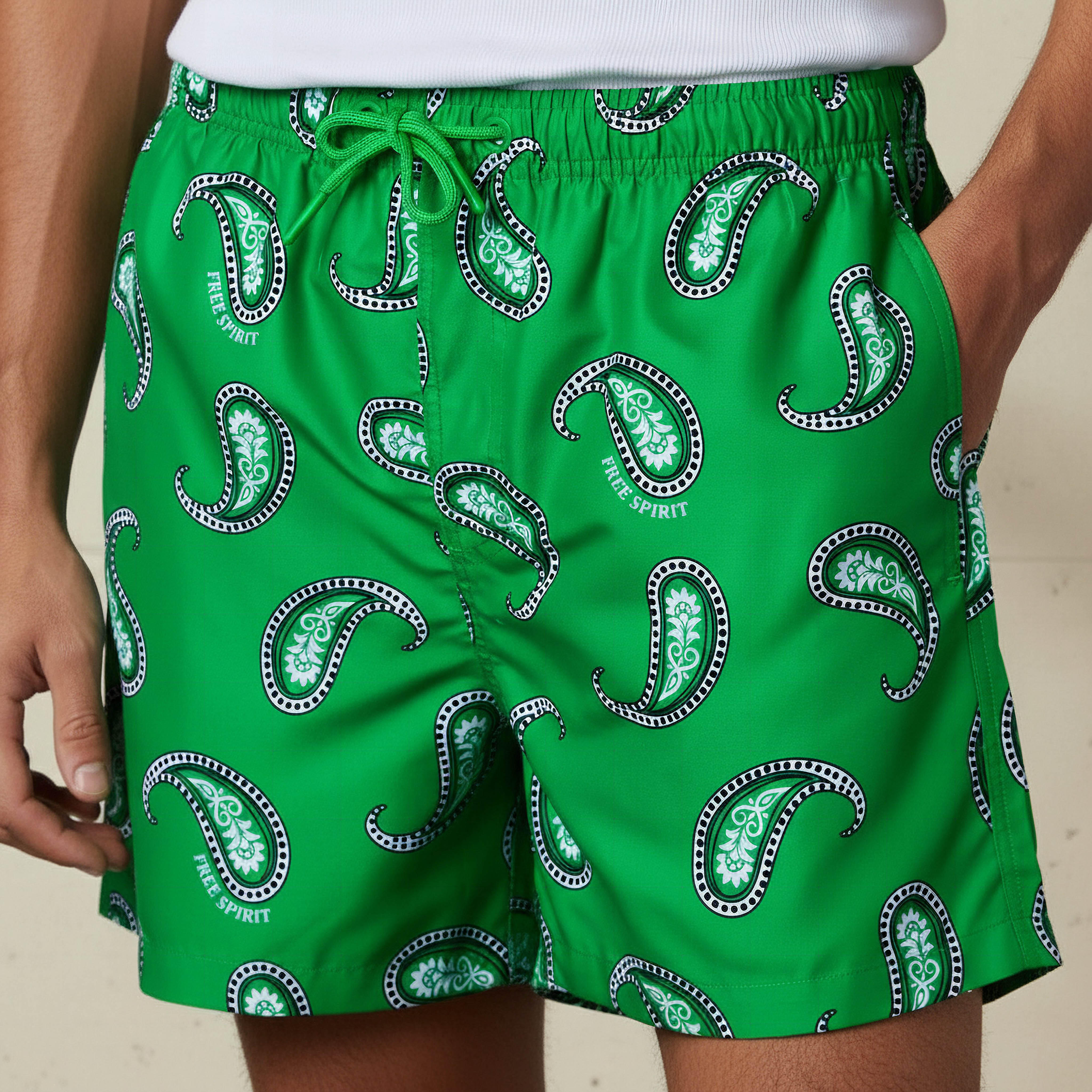 Men Paisley Print Swim Shorts-sports-men-clothing-swimwear-image-4
