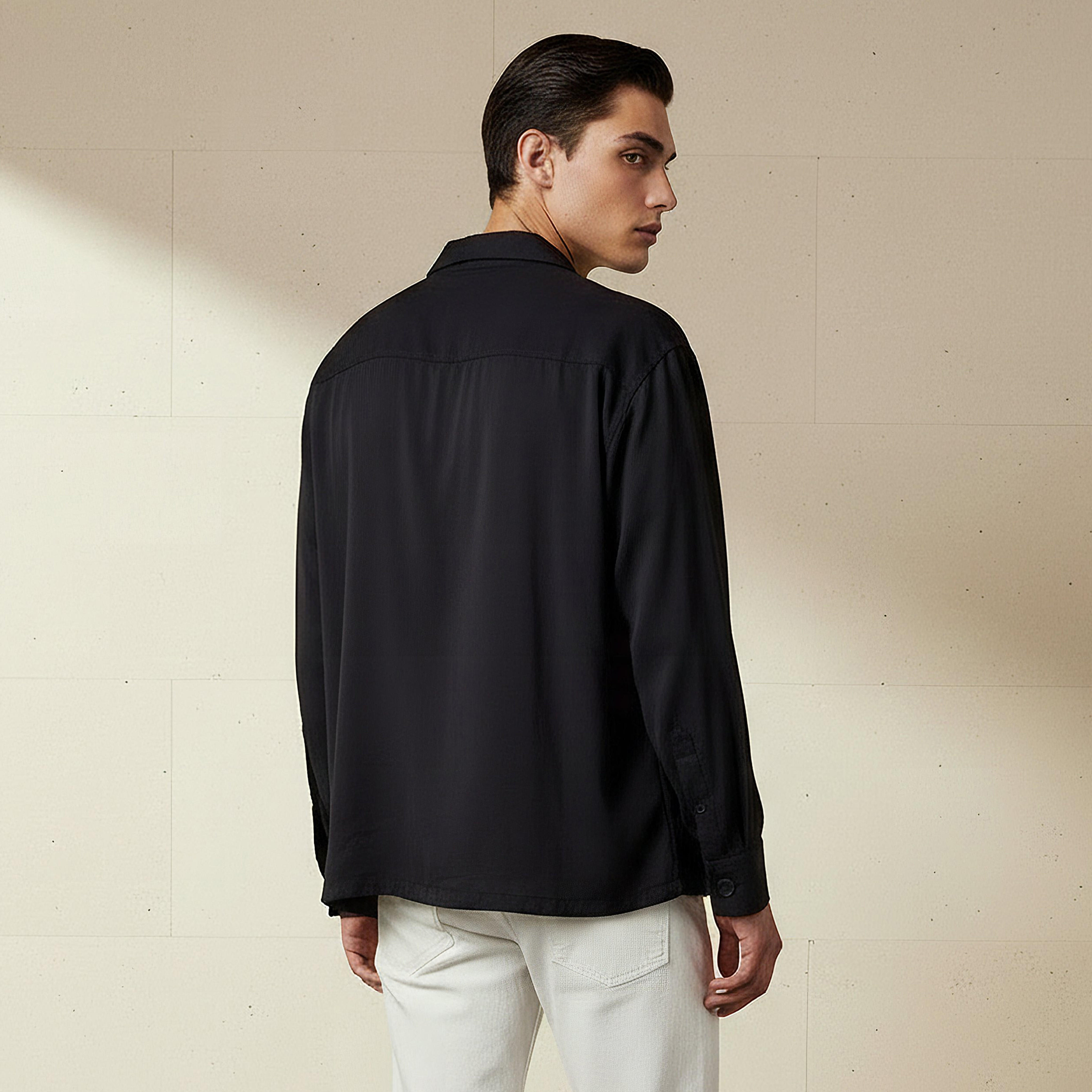 Men Relaxed Fit Collared Long Sleeves Blazer Shirt-men-clothing-shirts-image-3