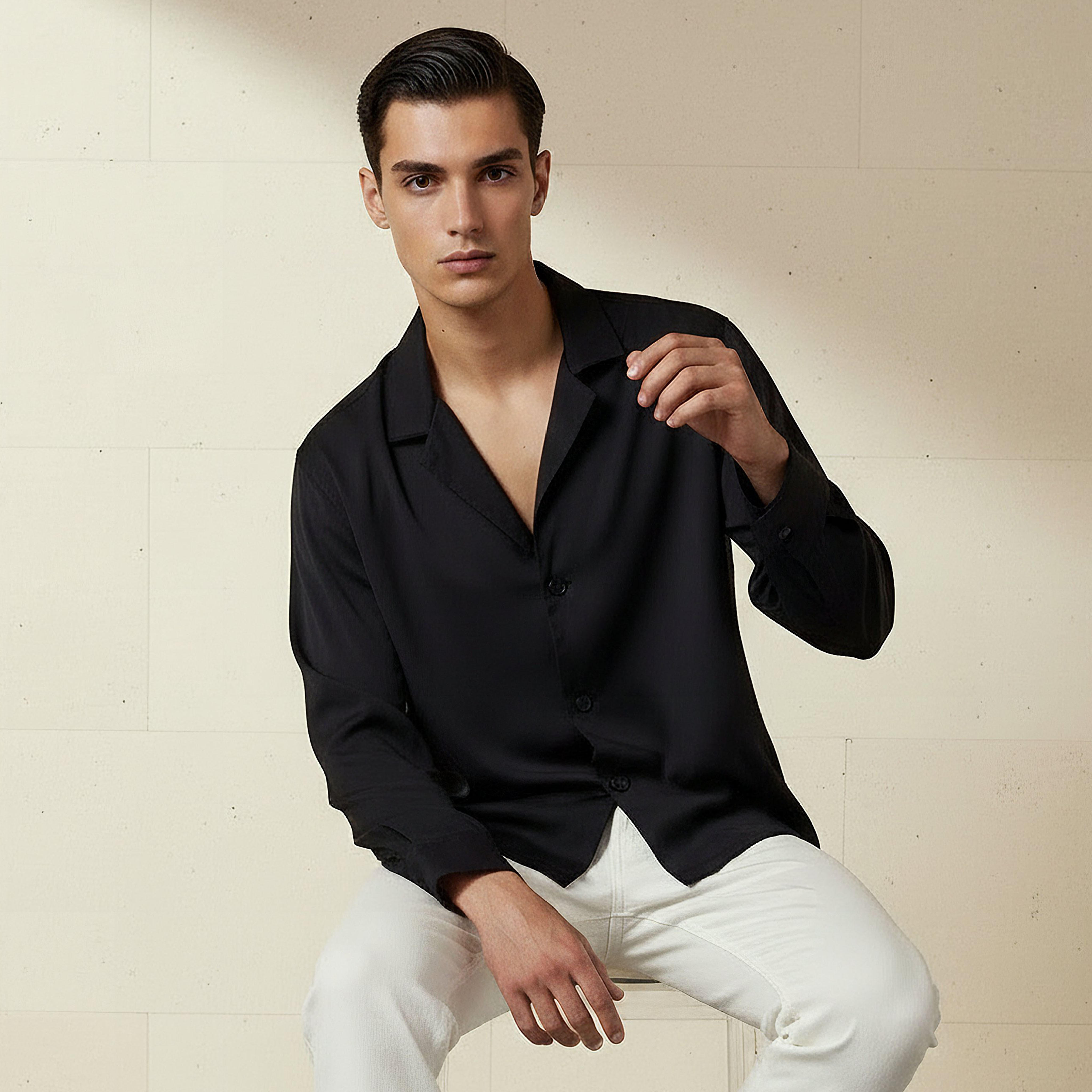 Men Relaxed Fit Collared Long Sleeves Blazer Shirt-men-clothing-shirts-image-5