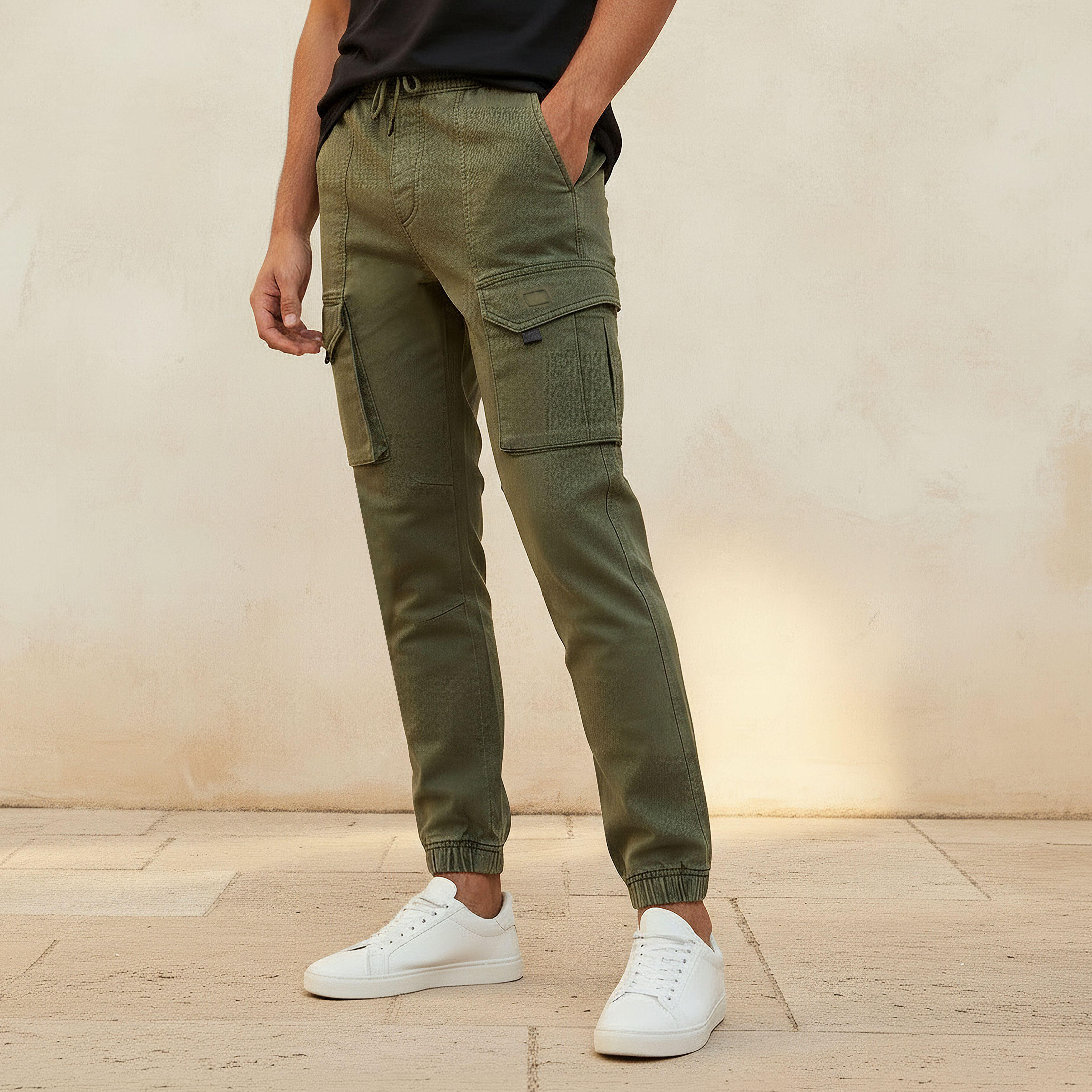 Men Regular Fit Cargo Trousers-men-clothing-bottoms-trousersandchinos-trousers-image-1