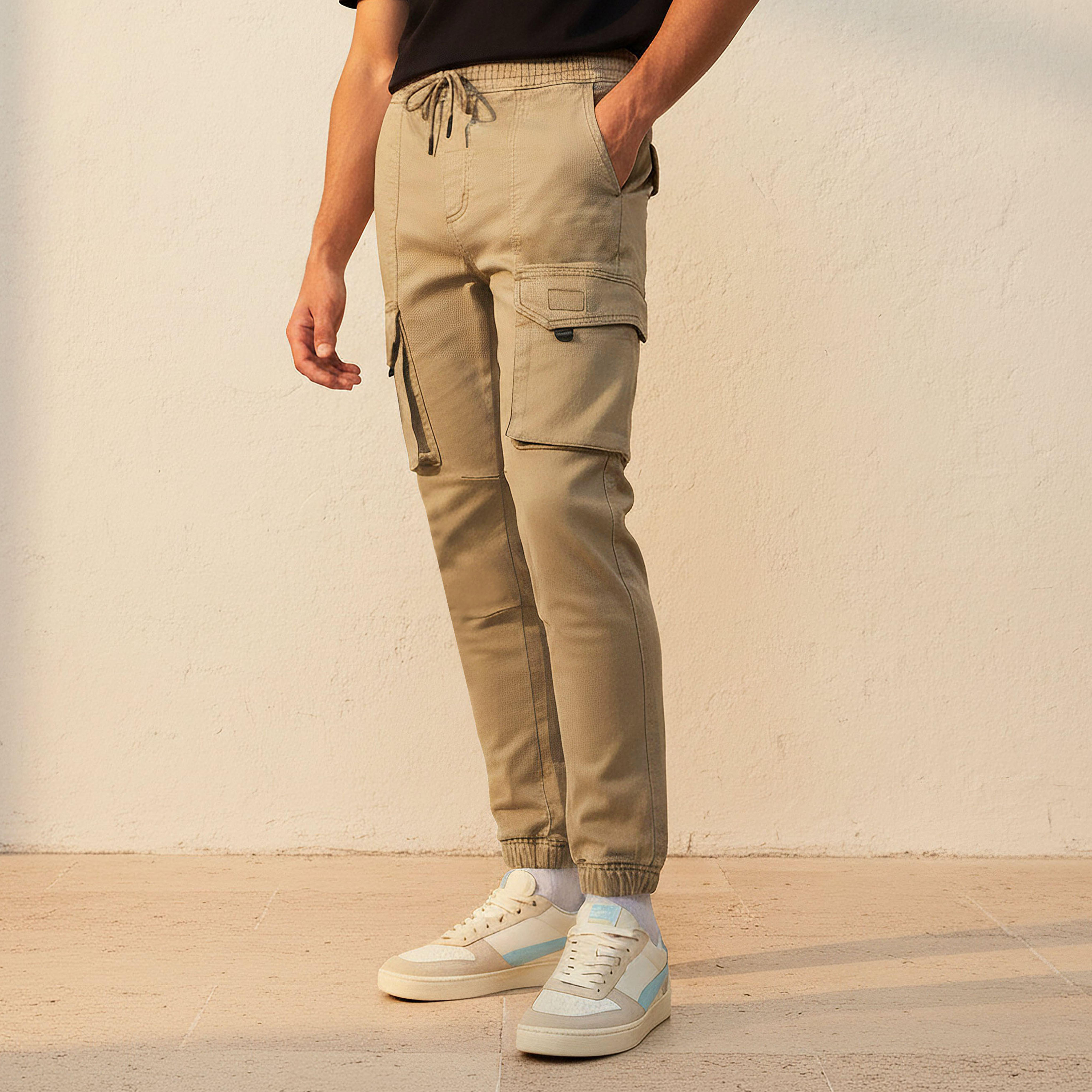 Men Regular Fit Cargo Trousers-men-clothing-bottoms-trousersandchinos-trousers-image-1