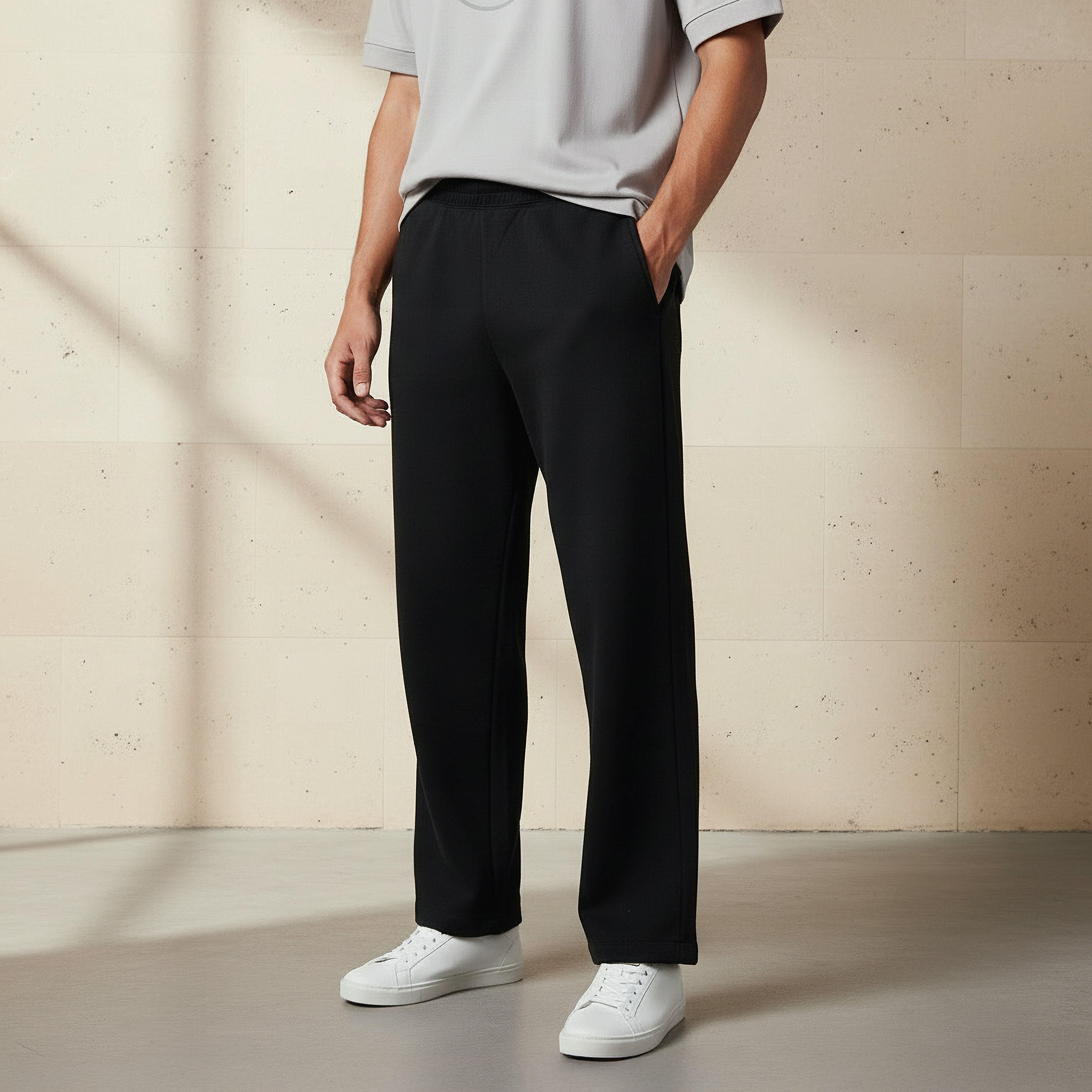 Men Relaxed Fit Flexi Waist Track Pants-men-clothing-bottoms-joggers-image-1