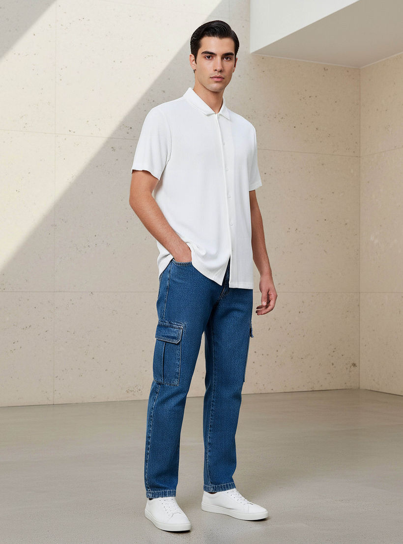 قميص بقصة عادية وياقة وملمس بارز وأكمام قصيرة للرجال-men-clothing-tshirtsandpolos-polos-image-3