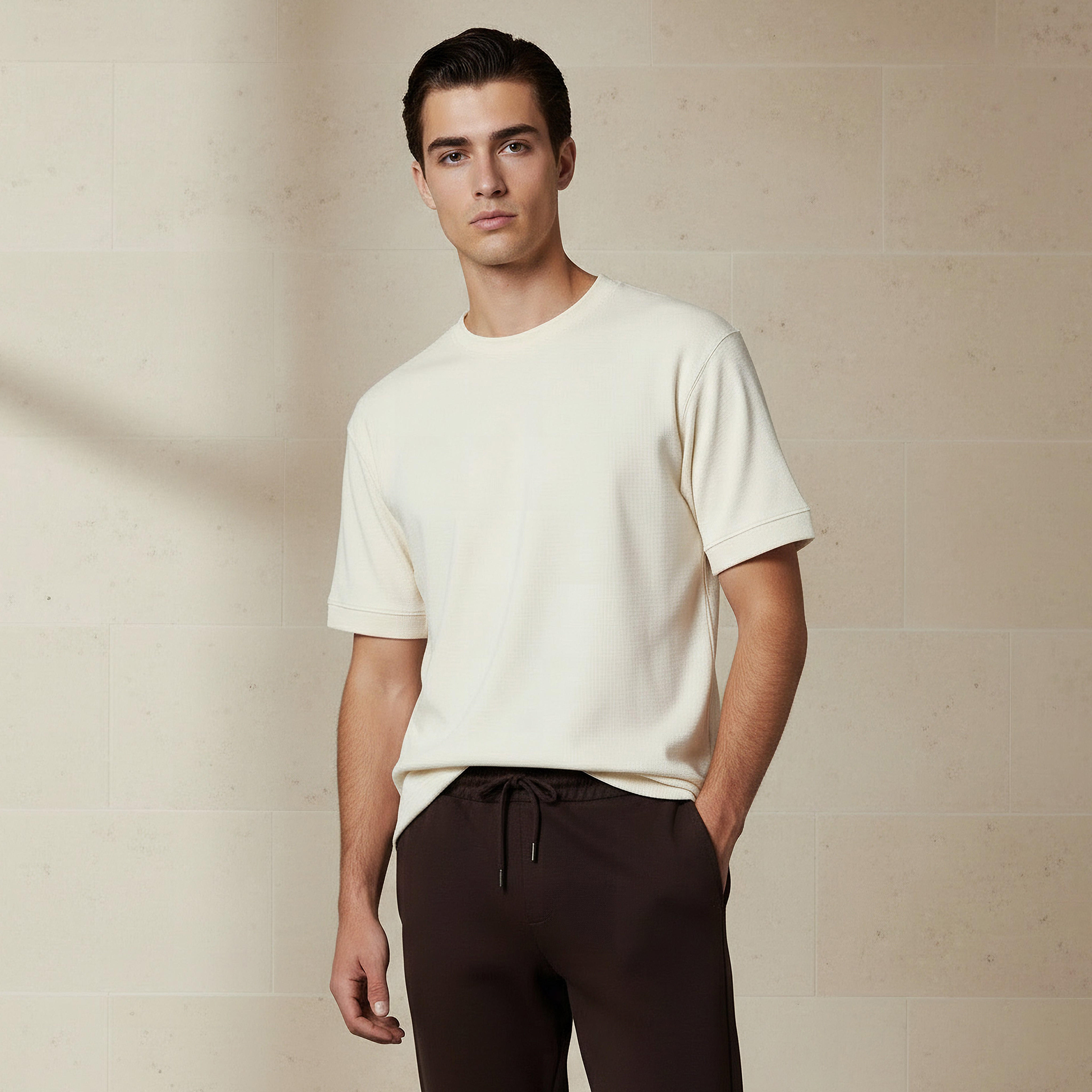 Men Relaxed Crew Neck Short Sleeves Textured T-shirt-men-clothing-tshirtsandpolos-tshirts-image-1