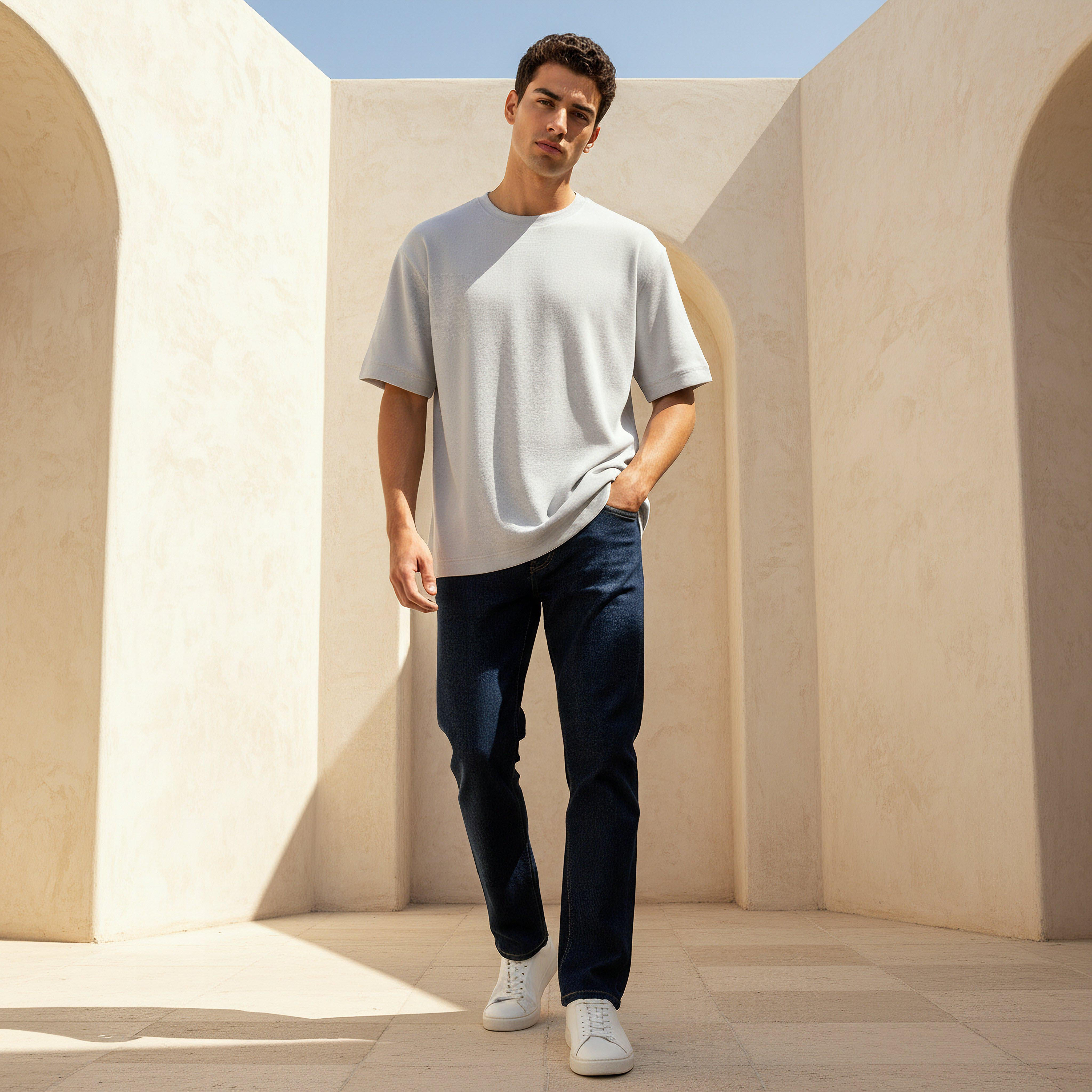 Men Relaxed Crew Neck Short Sleeves Textured T-shirt-men-clothing-tshirtsandpolos-tshirts-image-3