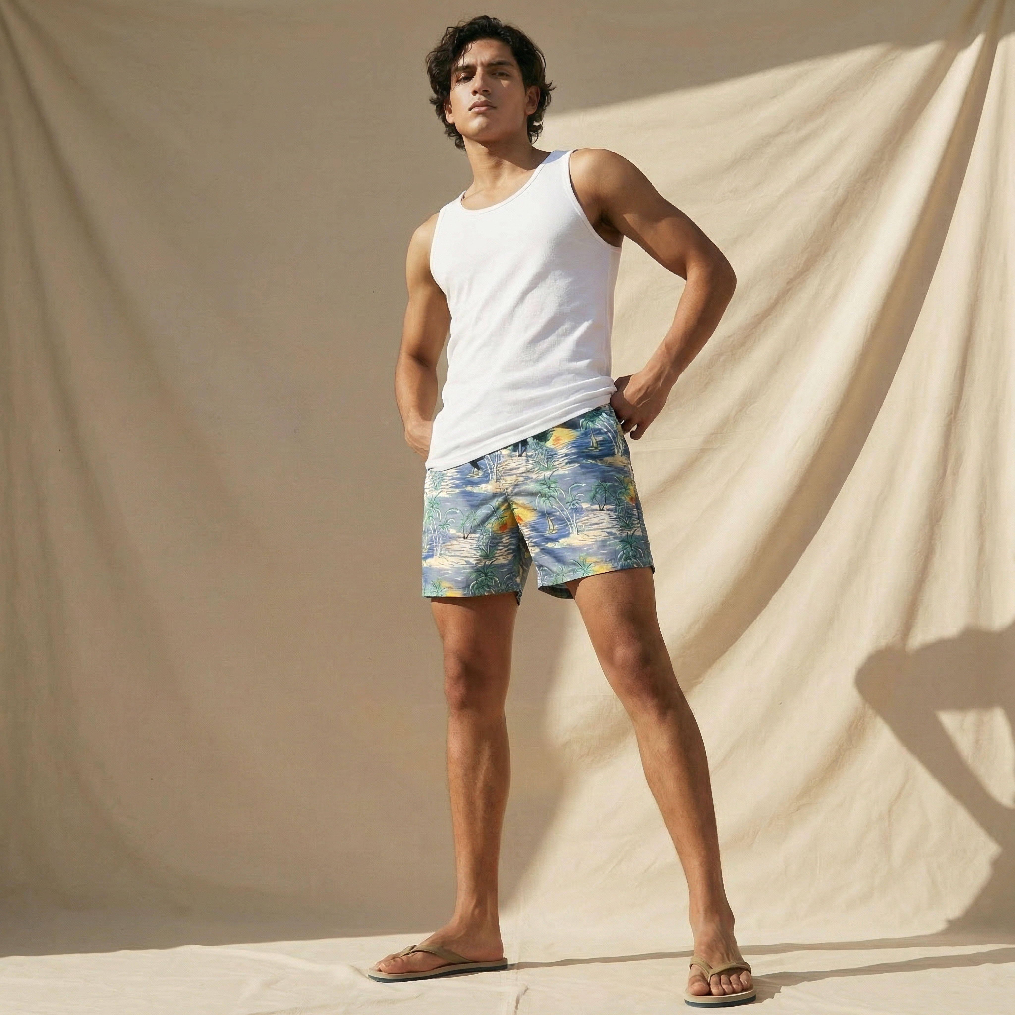 Men Tropical Print Swim Shorts-men-clothing-swimandbeach-shorts-image-3