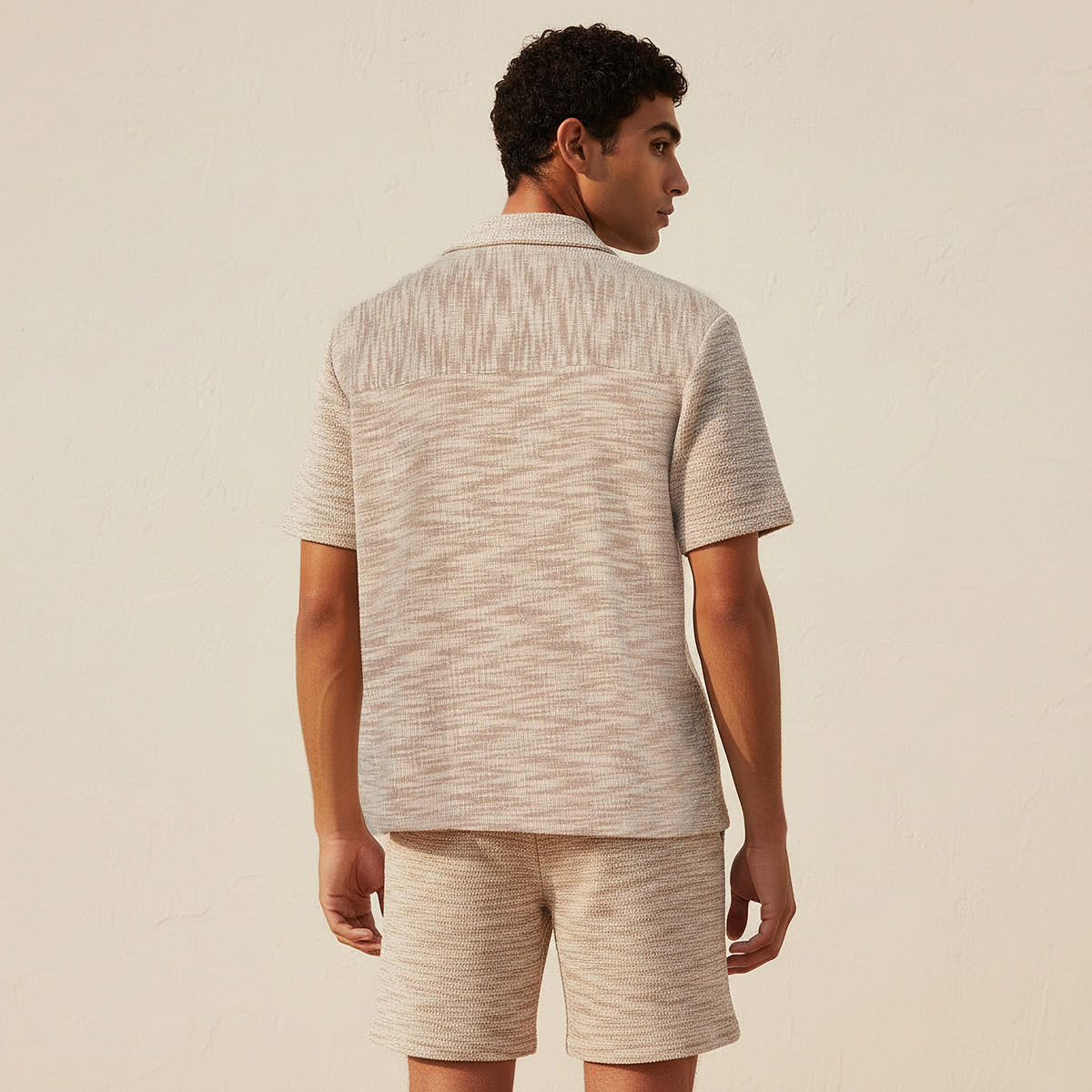 Men Camp Collar Jacquard Short Sleeve Shirt-men-clothing-shirts-image-4