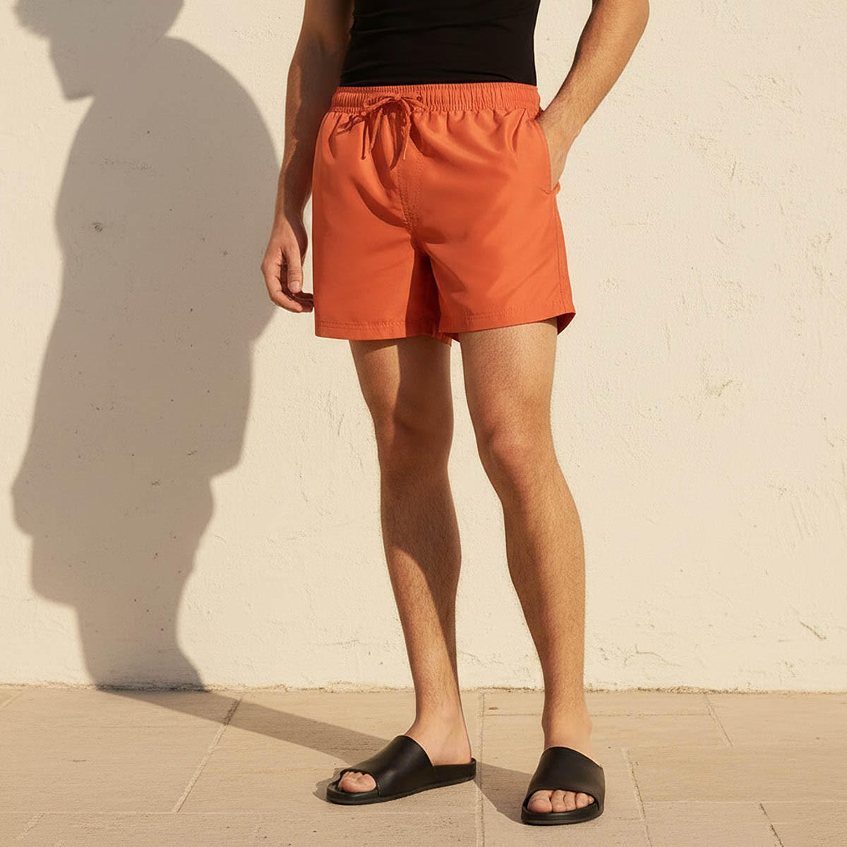 Men Drawstring Waist Swim Shorts-men-clothing-swimandbeach-shorts-image-1