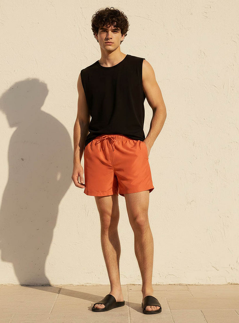 Men Drawstring Waist Swim Shorts-men-clothing-swimandbeach-shorts-image-3