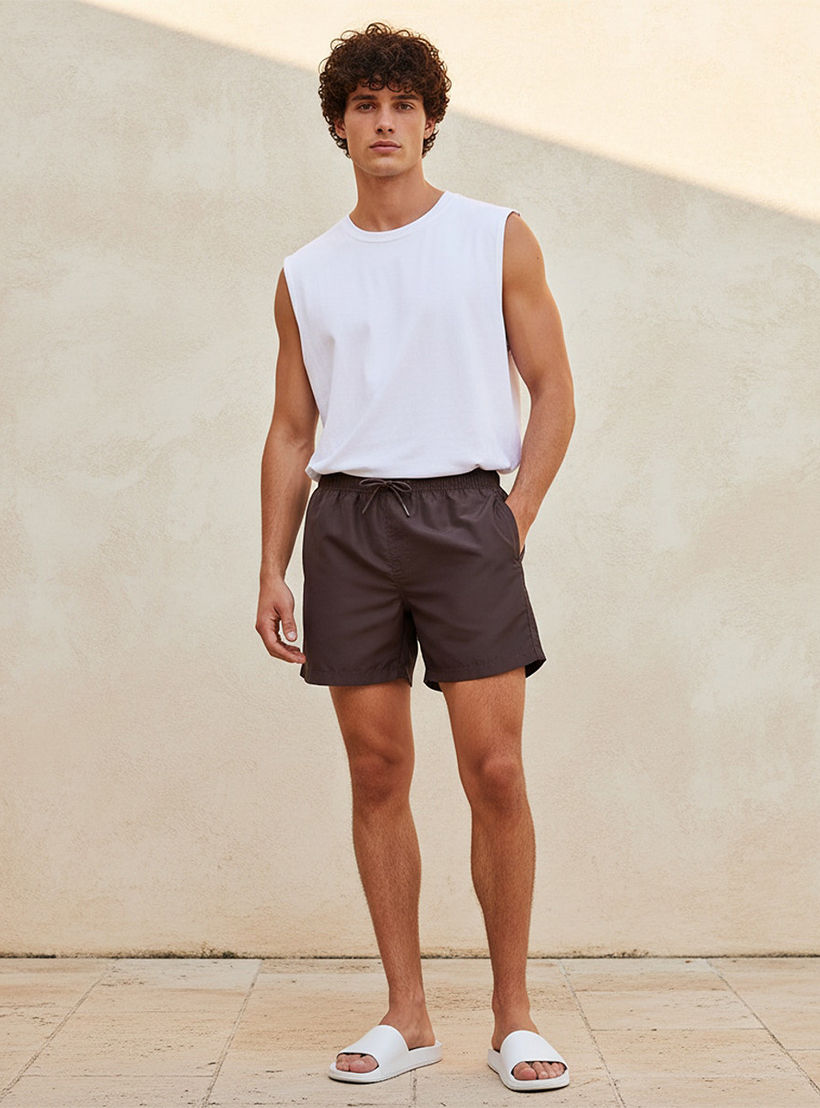 Men Drawstring Waist Shorts-men-clothing-swimandbeach-shorts-image-3