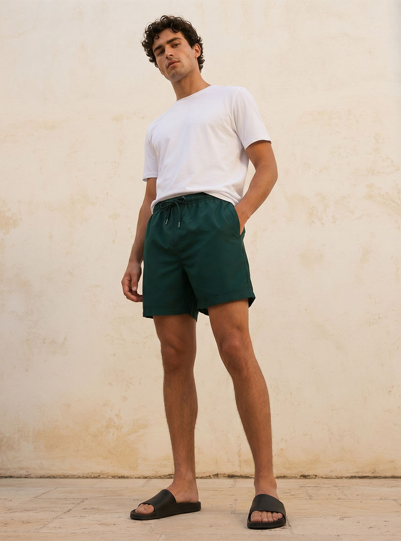 Men Drawstring Waist Shorts-men-clothing-swimandbeach-shorts-image-3
