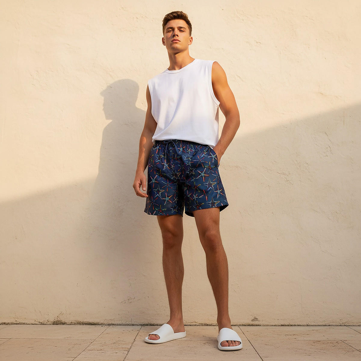 Men Starfish Print Shorts-men-clothing-swimandbeach-shorts-image-3