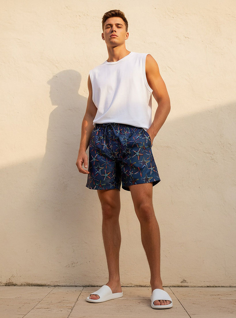 Men Starfish Print Shorts-men-clothing-swimandbeach-shorts-image-3