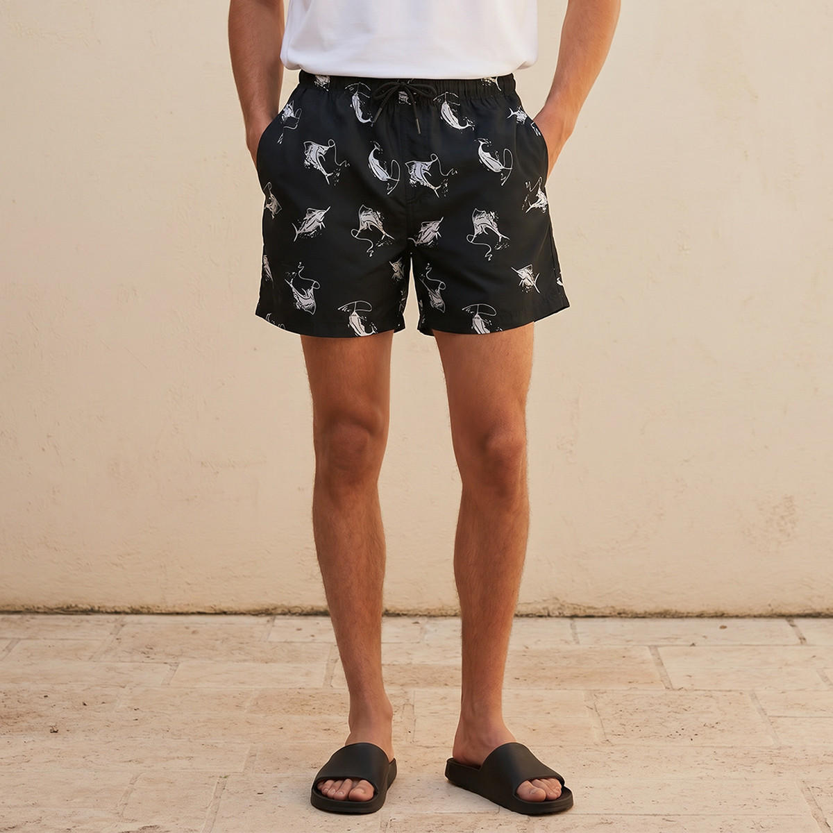 Men Marlin Print Shorts-men-clothing-swimandbeach-shorts-image-1