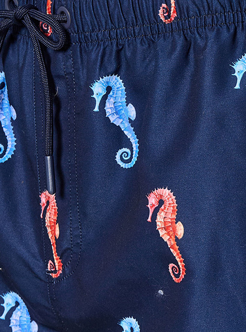 Men Seahorse Print Shorts-men-clothing-swimandbeach-shorts-image-2