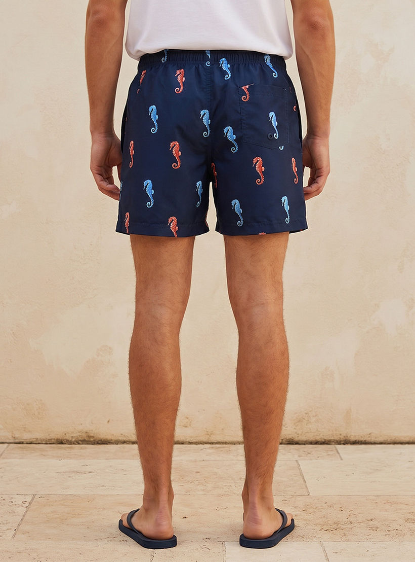 Men Seahorse Print Shorts-men-clothing-swimandbeach-shorts-image-4
