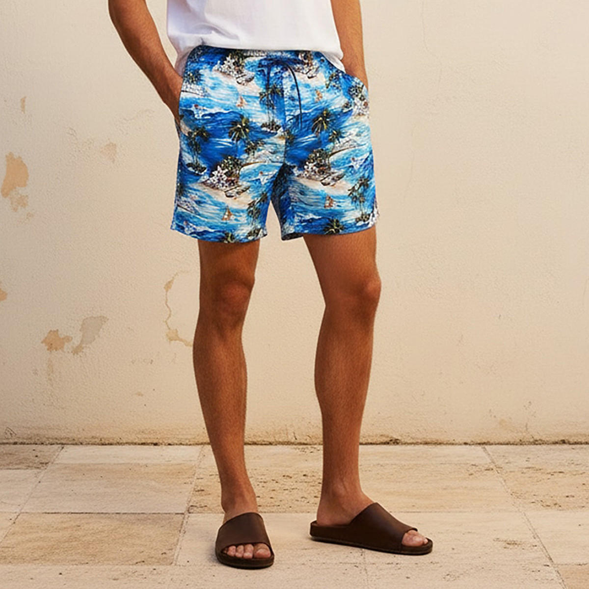 Men Tropical Print Shorts-men-clothing-swimandbeach-shorts-image-1