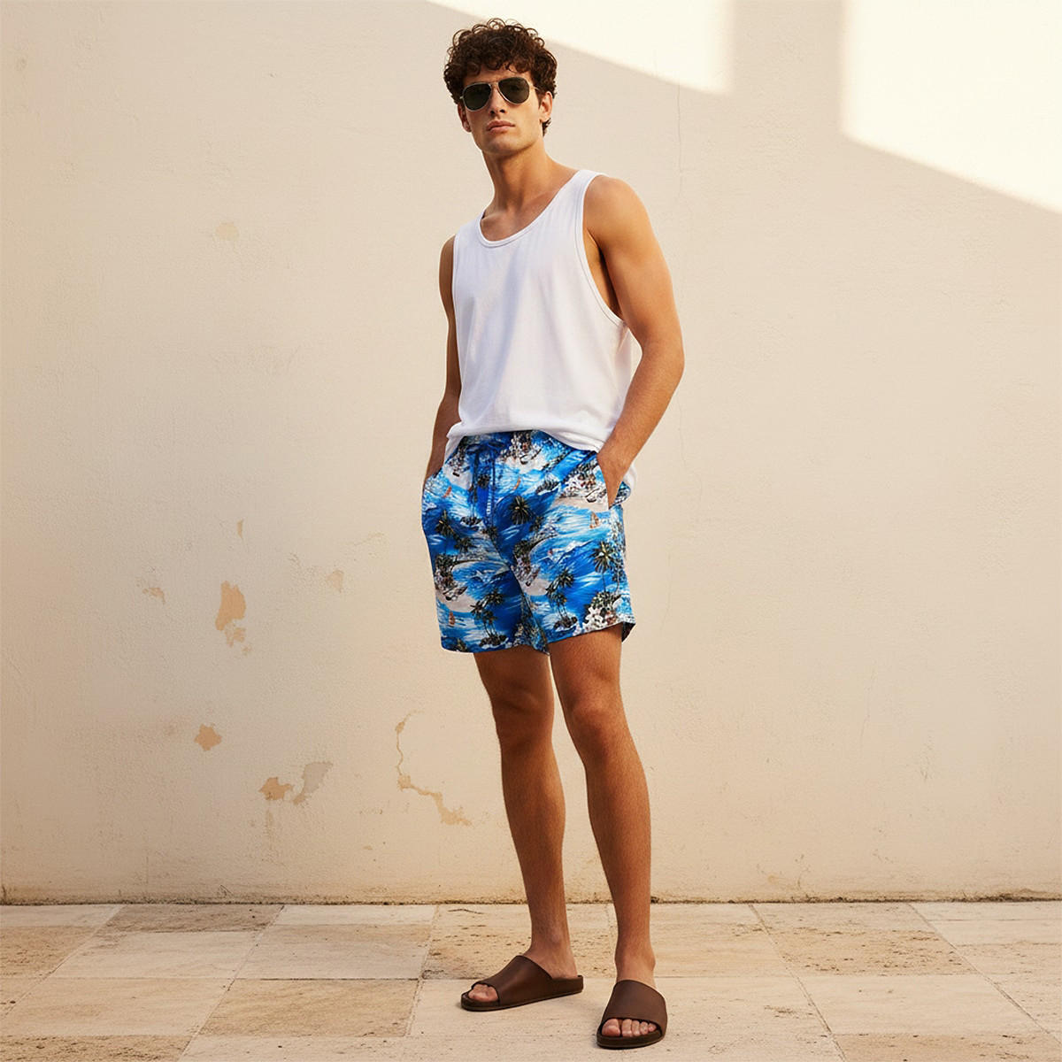 Men Tropical Print Shorts-men-clothing-swimandbeach-shorts-image-3