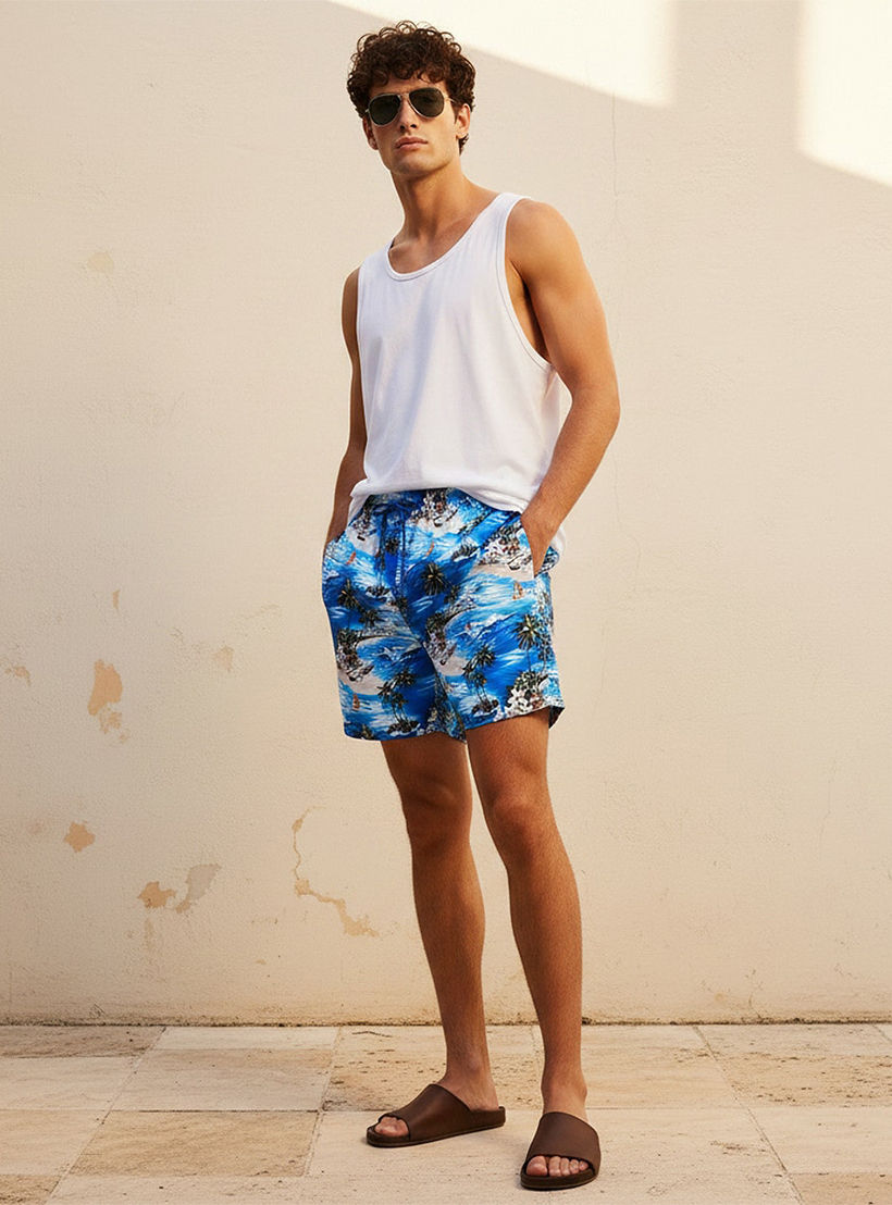 Men Tropical Print Shorts-men-clothing-swimandbeach-shorts-image-3