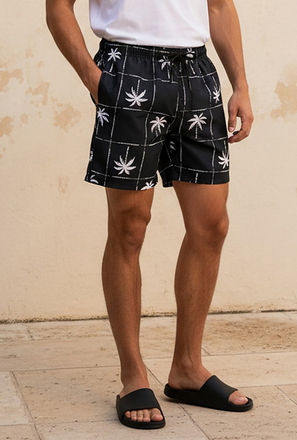 Men Palm Print Shorts-men-clothing-image-1