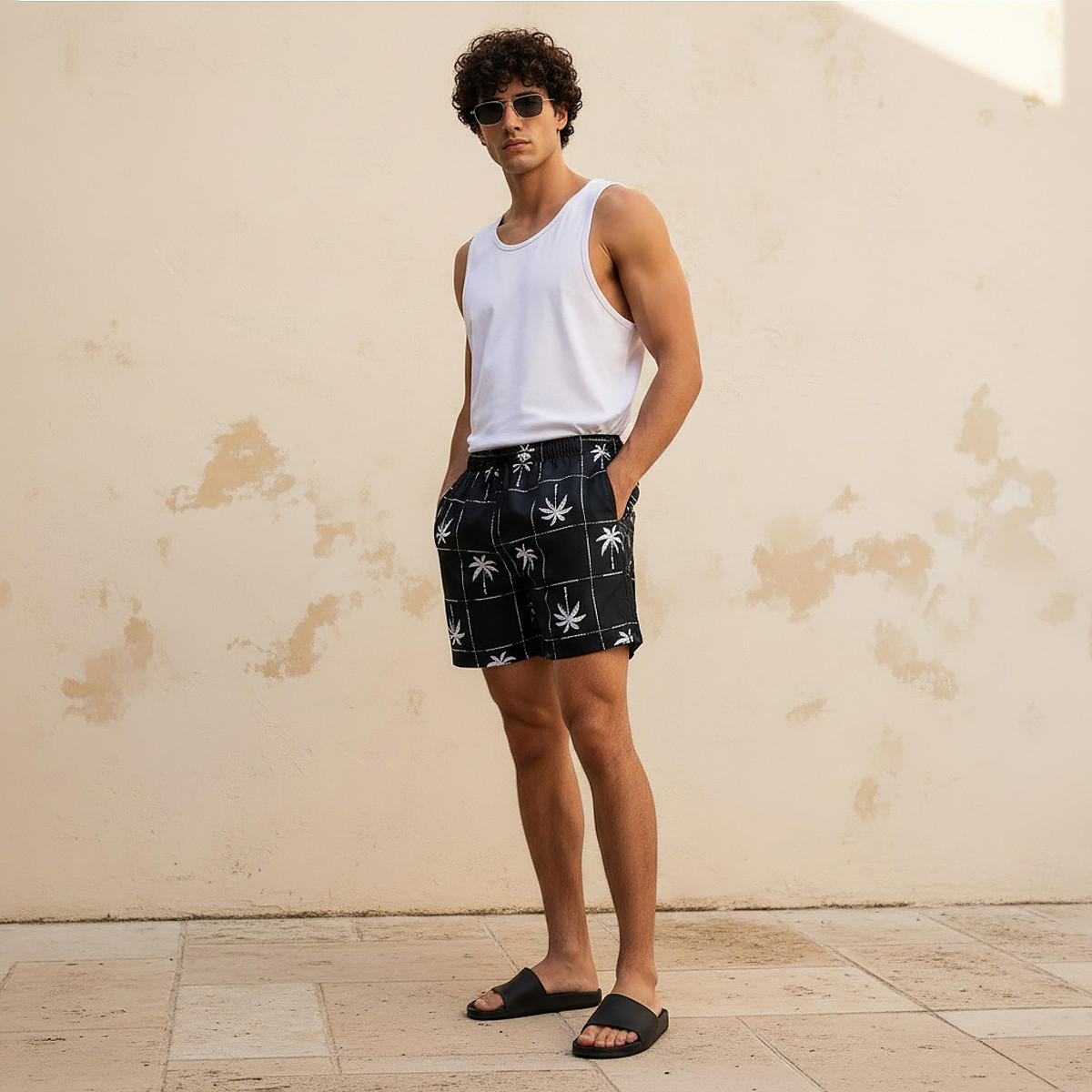 Men Palm Print Shorts-men-clothing-swimandbeach-shorts-image-3