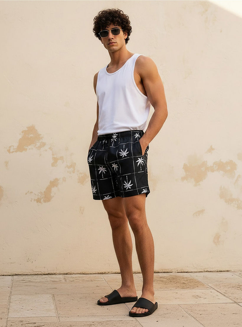 Men Palm Print Shorts-men-clothing-swimandbeach-shorts-image-3