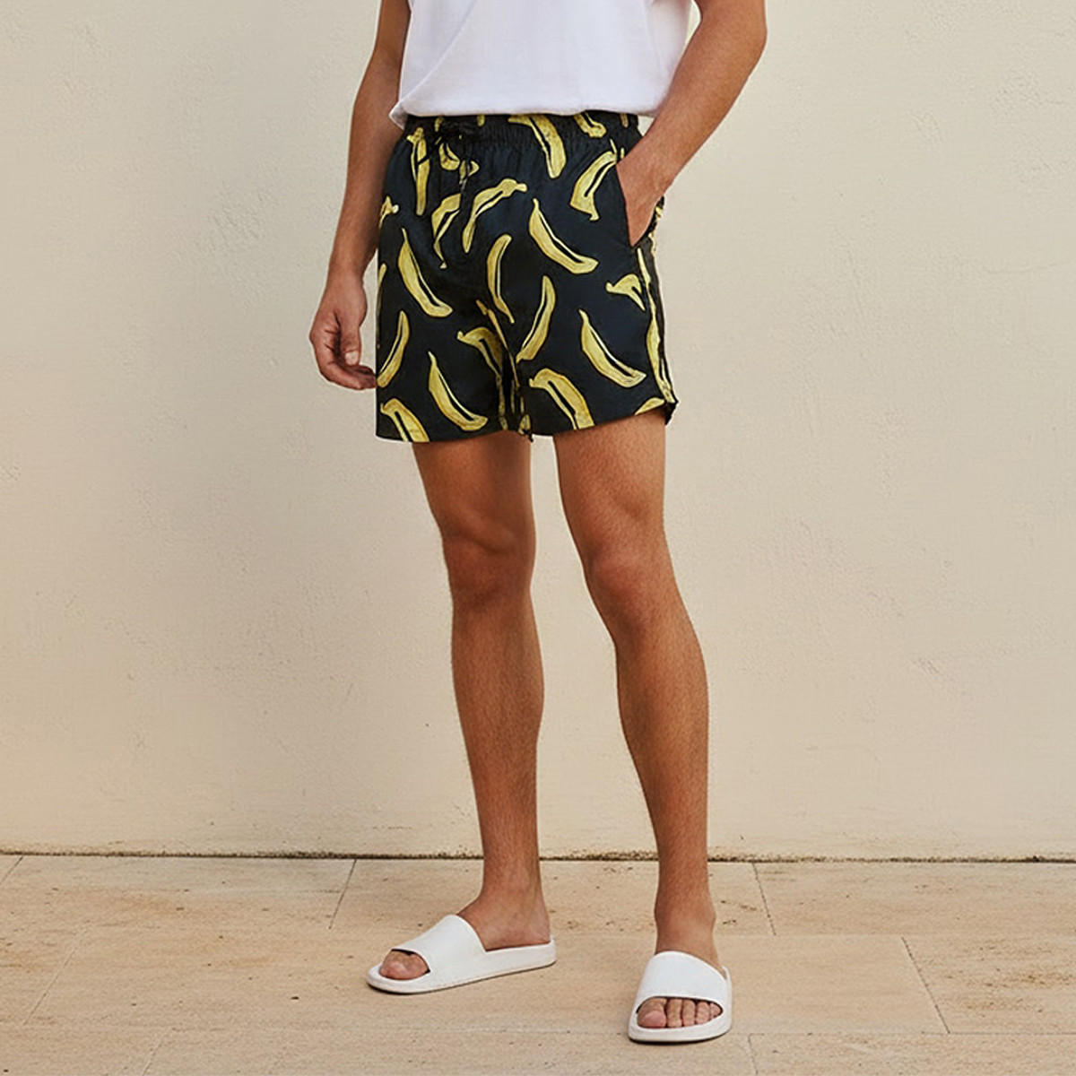 Men Banana Print Shorts-men-clothing-swimandbeach-shorts-image-1