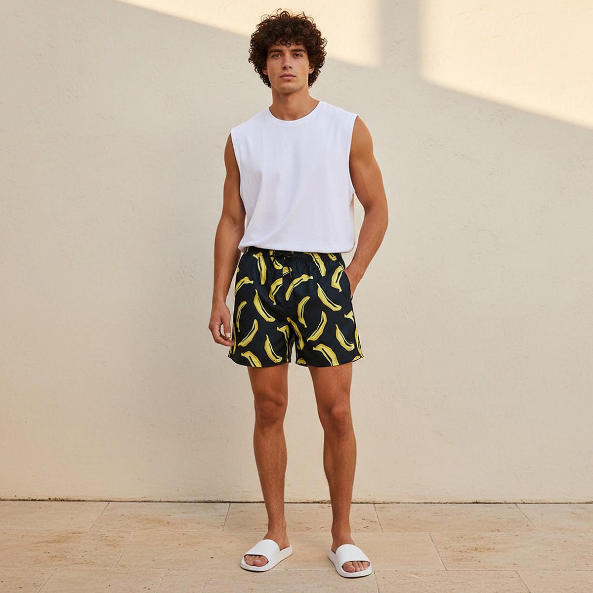 Men Banana Print Shorts-men-clothing-swimandbeach-shorts-image-3