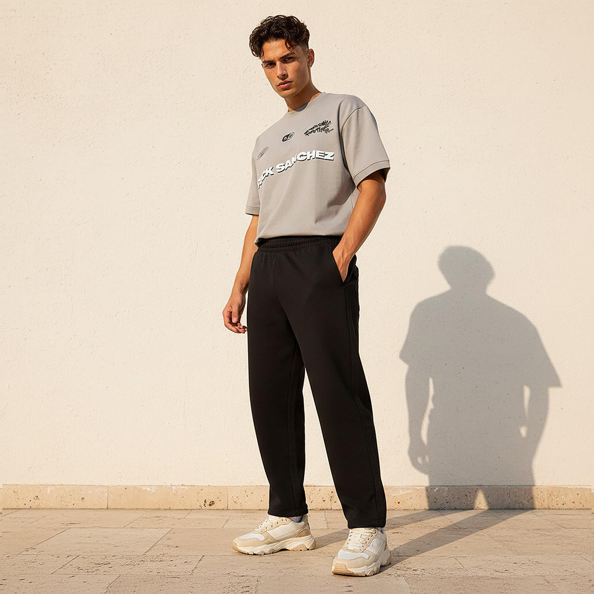 بنطلون رياضي إنترلوك بقصة مريحة وحافة مفتوحة من سبلاش يوث-men-clothing-bottoms-joggers-image-3