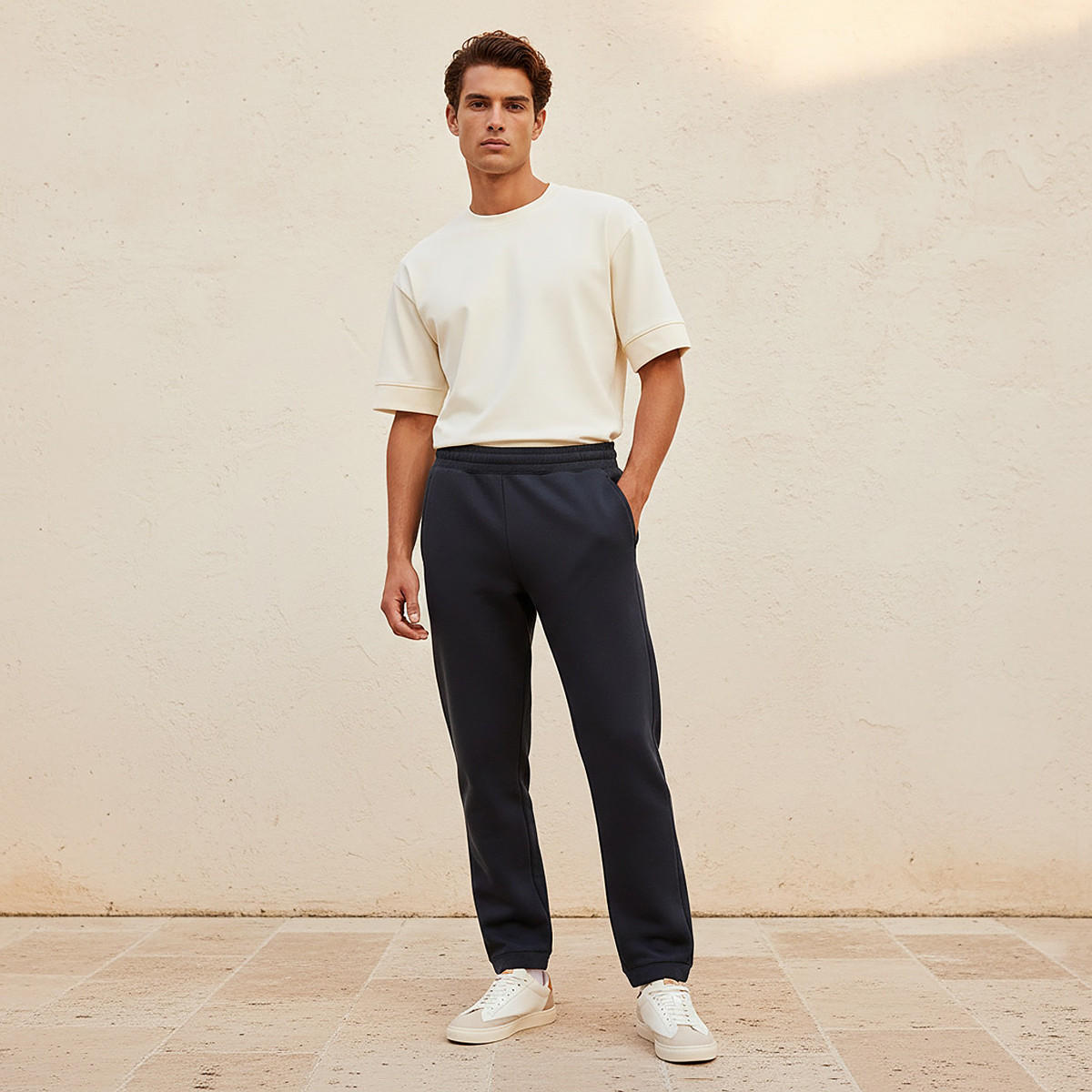 بنطلون رياضي إنترلوك بقصة مريحة وحافة مفتوحة من سبلاش يوث-men-clothing-bottoms-joggers-image-3