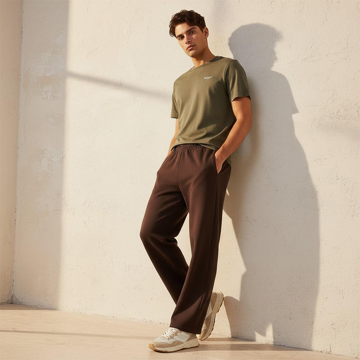 بنطلون رياضي إنترلوك بقصة مريحة وحافة مفتوحة من سبلاش يوث-men-clothing-bottoms-joggers-image-3