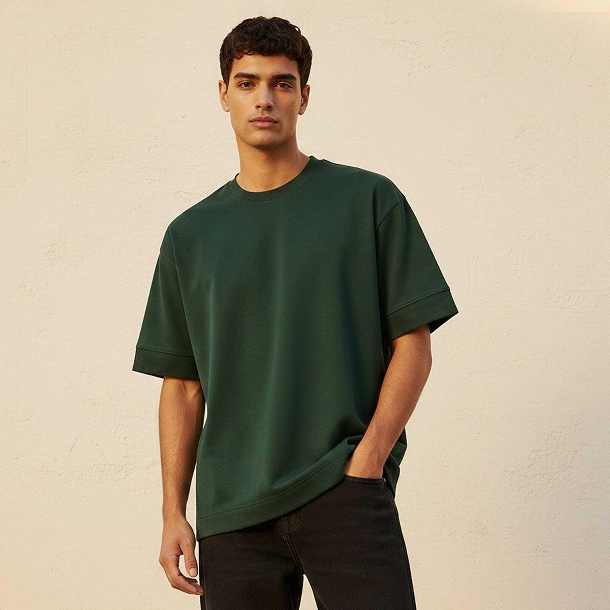 تيشيرت بقصة بوكسي وياقة ضيقة من سبلاش يوث-men-clothing-tshirtsandpolos-tshirts-image-1