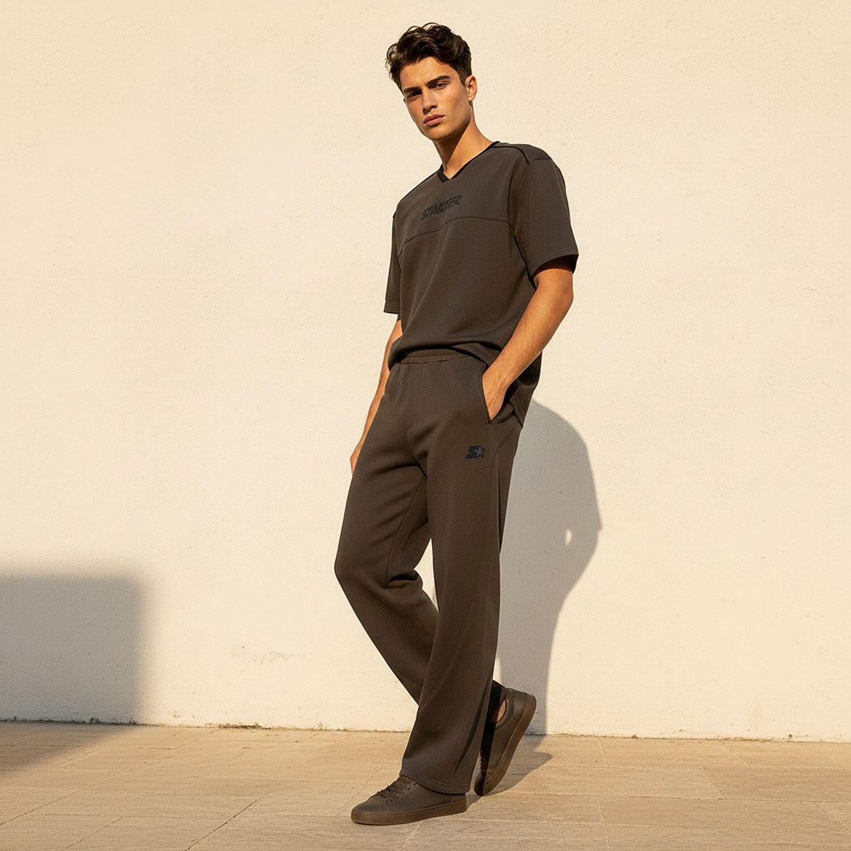 بنطلون رياضي إنترلوك بقصة عادية من ستارتر-men-clothing-bottoms-joggers-image-3