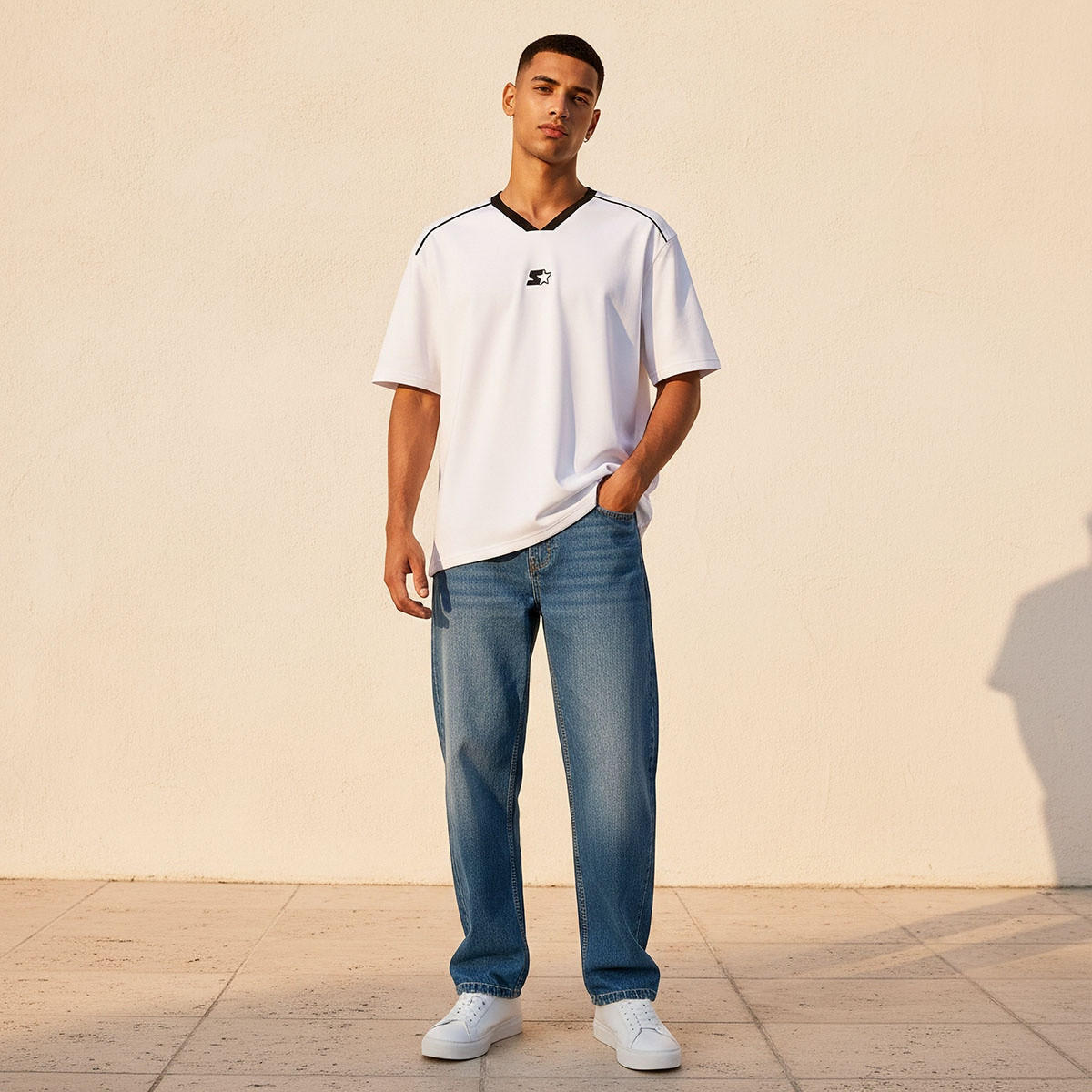Starter Regular Fit V-Neck Panelled T-shirt-men-clothing-tshirtsandpolos-tshirts-image-3