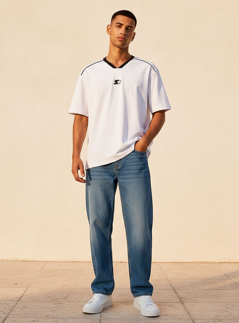 Starter Regular Fit V-Neck Panelled T-shirt-men-clothing-tshirtsandpolos-tshirts-image-3