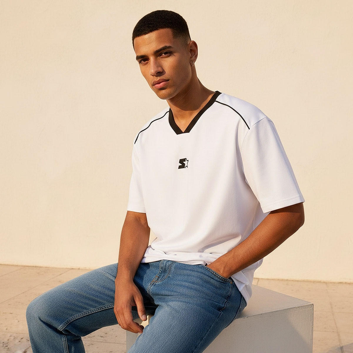 Starter Regular Fit V-Neck Panelled T-shirt-men-clothing-tshirtsandpolos-tshirts-image-5