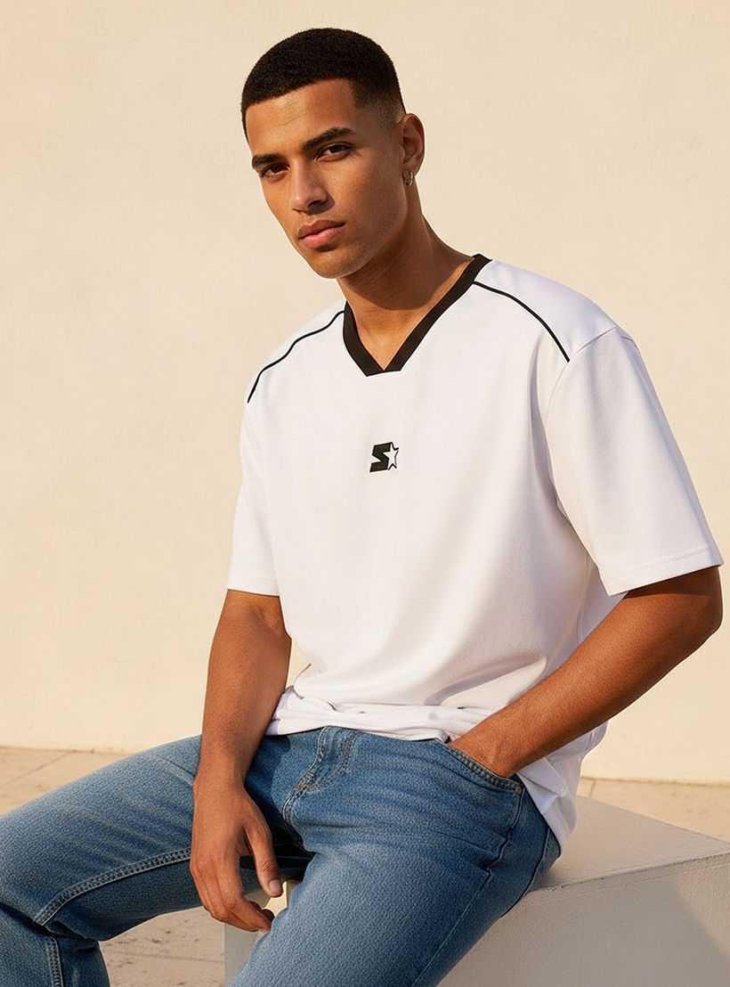 Starter Regular Fit V-Neck Panelled T-shirt-men-clothing-tshirtsandpolos-tshirts-image-5