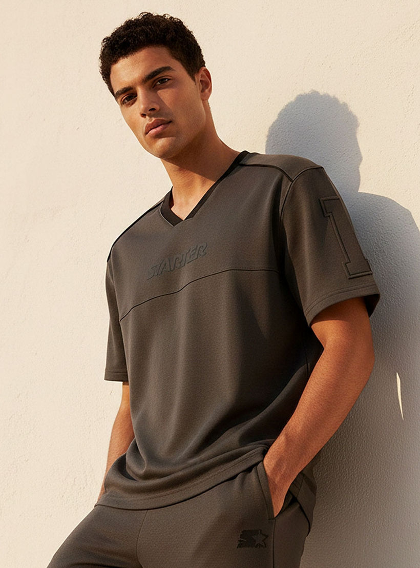 Starter Regular Fit V-Neck Panelled T-shirt-men-clothing-tshirtsandpolos-tshirts-image-5