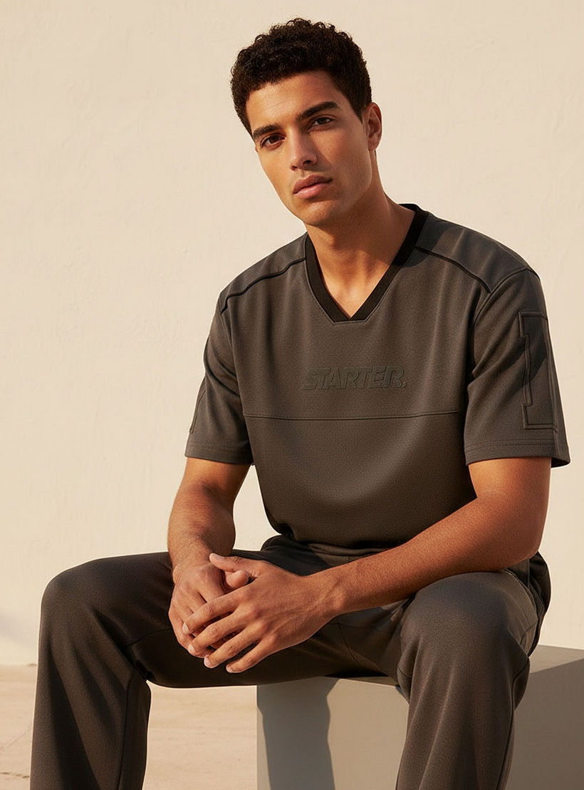 Starter Regular Fit V-Neck Panelled T-shirt-men-clothing-tshirtsandpolos-tshirts-image-6