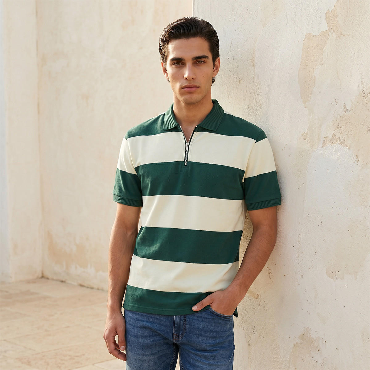 تيشيرت بولو مقلم بأكمام قصيرة من سبلاش يوث-men-clothing-tshirtsandpolos-polos-image-1