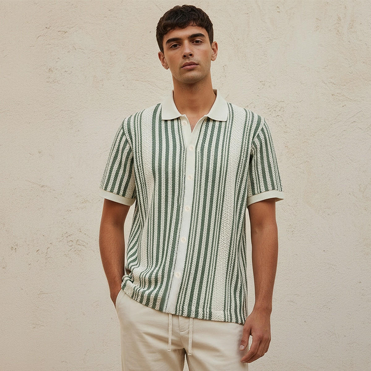 Splash Youth Collared Striped Short Sleeves Shirt-men-clothing-shirts-image-1