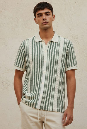 Splash Youth Collared Striped Short Sleeves Shirt-men-clothing-image-1