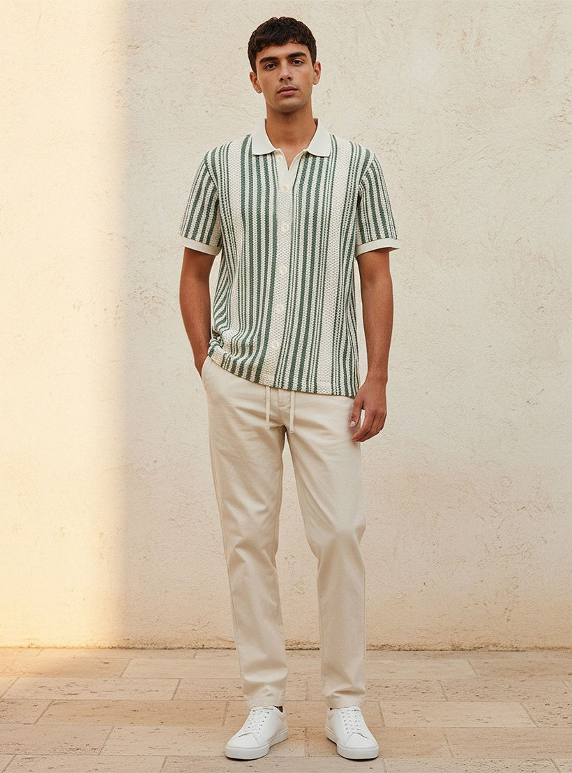 Splash Youth Collared Striped Short Sleeves Shirt-men-clothing-shirts-image-3