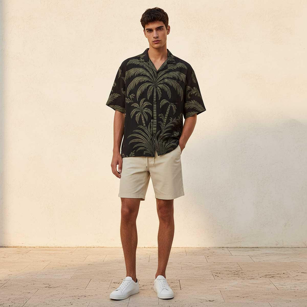 Splash Youth Resort Collar Palm Print Short Sleeves Shirt-men-clothing-shirts-image-3