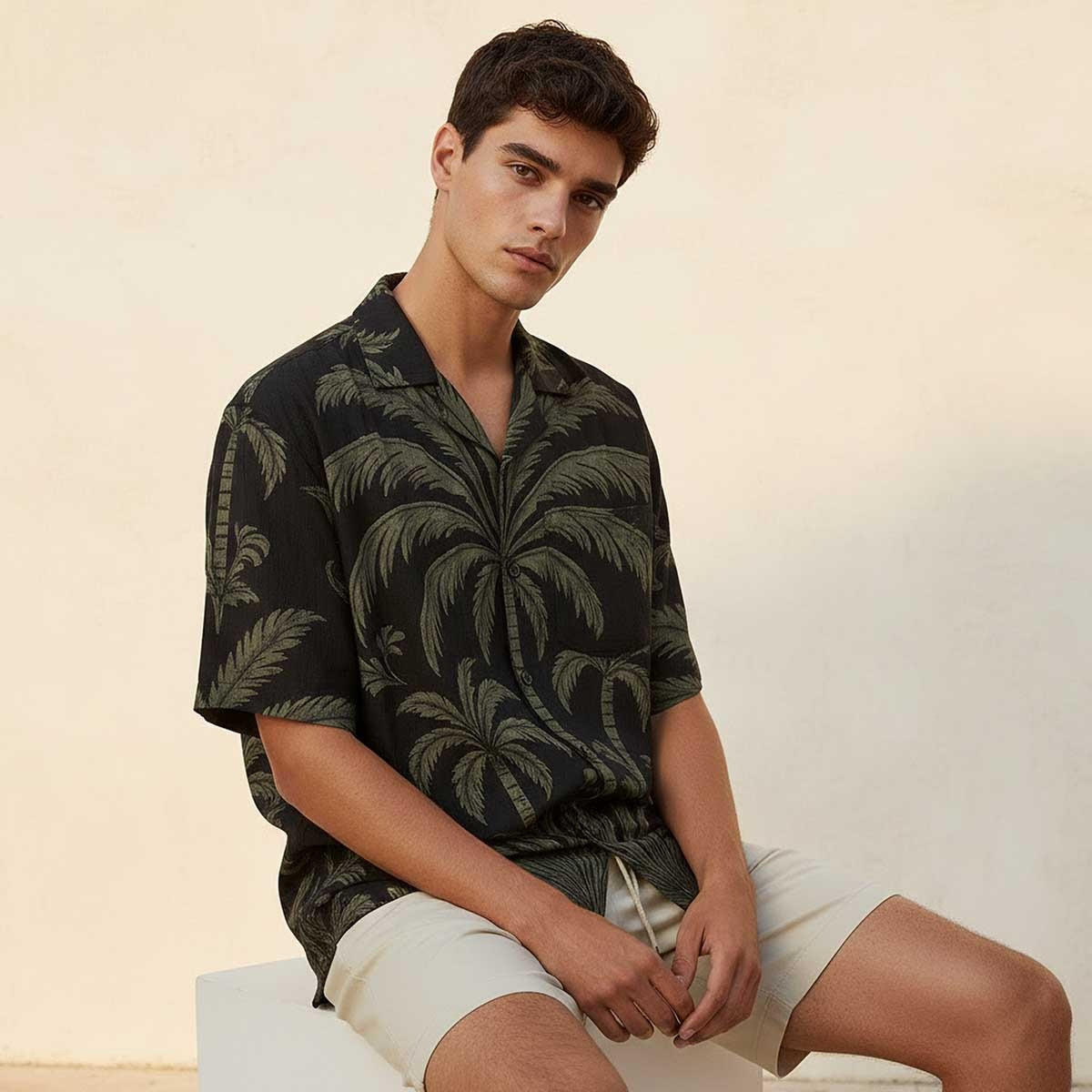 Splash Youth Resort Collar Palm Print Short Sleeves Shirt-men-clothing-shirts-image-5