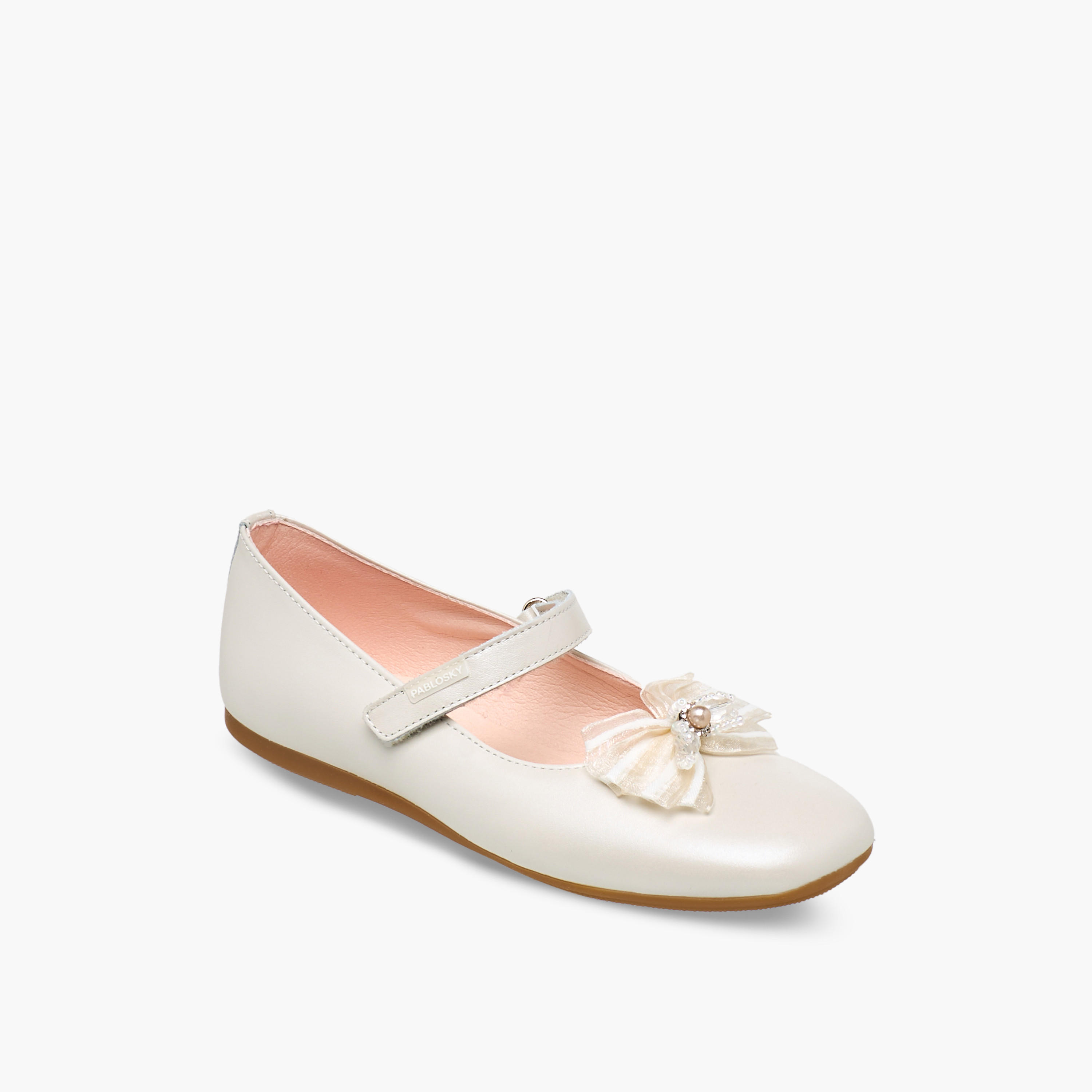 حذاء ماري جين جلدي بشريط إغلاق لاصق وفيونكة للبنات من بابلوسكي-girls-shoes-maryjanes-image-2